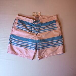 Mr Swim Trunks Mens 36 Fuschia Blue White Swimwear Boardshorts NEW With Tags